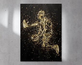 Basketball Golden Statue Sports Posters, Fitness Poster, Wall Hanging, Wall Decor, Digital Prints, Wall Art