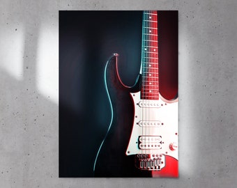 Electric Guitar Music Poster, Satin Posters, Musician Wall Art, Instrument Wall Decor, Music Digital Prints, Rock And Roll, Metal Music Art