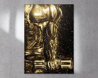 Bodybuilding Golden Statue Sports Posters, Fitness Poster, Wall Hanging, Wall Decor, Digital Prints, Wall Art