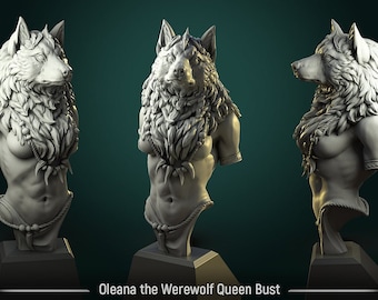 Oleana Werewolf Queen Bust - White Werewolf Tavern | Miniatures | Werewolves
