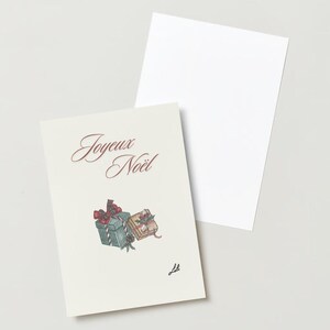 Carte de vœux Noël vintage à imprimer - cadeaux de Noël emballés