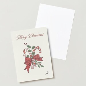 Carte de vœux Noël vintage à imprimer - sucre d’orge candy canne et houx