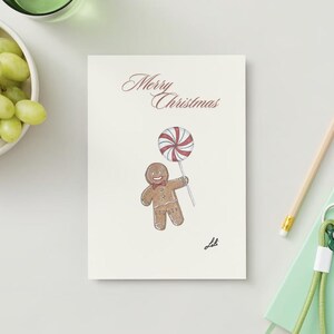 Carte de vœux Noël vintage à imprimer - petit biscuit et sucette bonbon candy cane