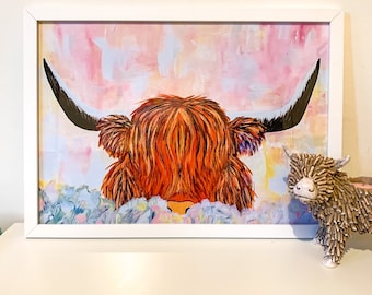 Highland Cow Abstract Art Print