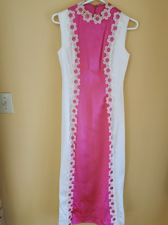 Vintage 60s pink white taffeta stunning evening go