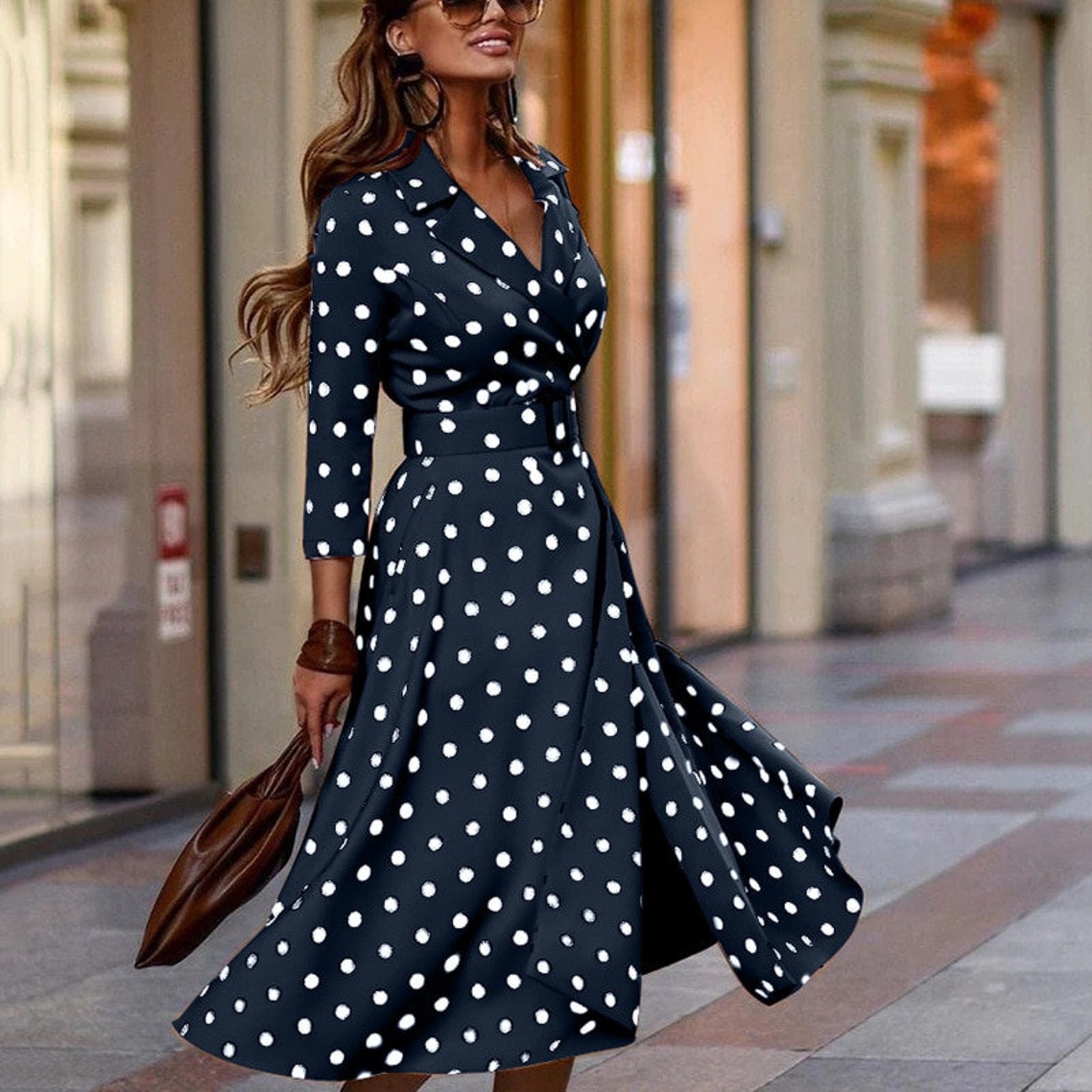 2021 Vintage Long Sleeve Wrap Office Lady Dress Spring - Etsy