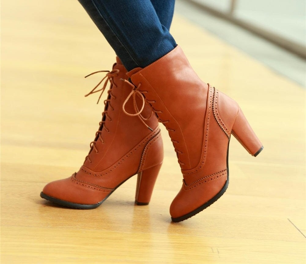 Womens Brogue Boots - Etsy