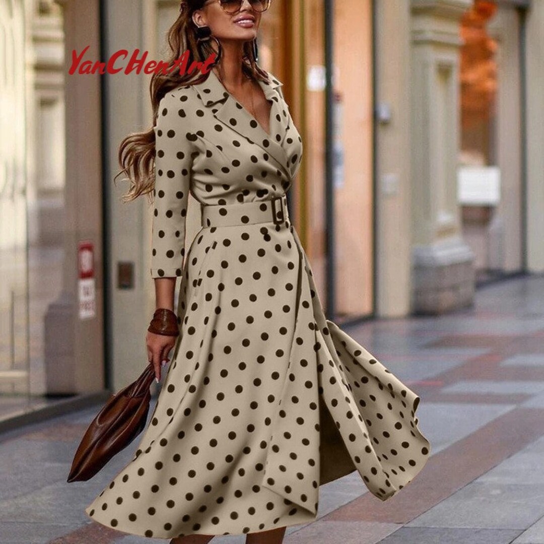 2021 Vintage Long Sleeve Wrap Office Lady Dress Spring - Etsy