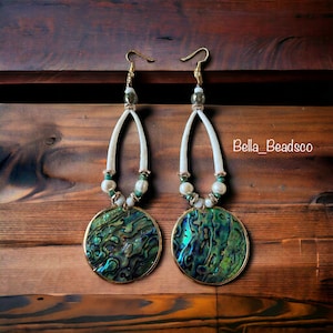 Dentalium abalone shell earrings Moonshine collection