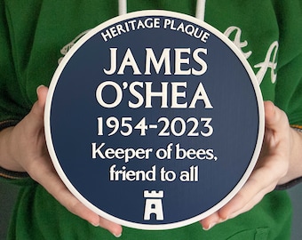 Personalised custom Blue Plaque, minimal and clean sign, ideal for Christmas, birthday, anniversary