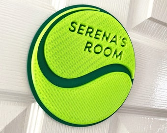 Personalised 3D Printed Tennis Ball Door Plaque - Wimbledon Decor