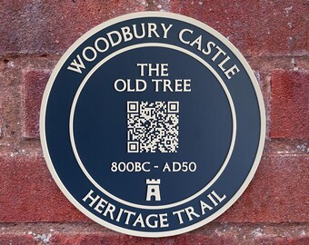 Personalised QR Code Blue Plaque: 3D Printed Custom Sign, ideal for AirBnB