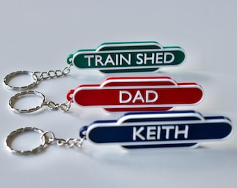 Personalised British Rail Totem Keychain: Train enthusiast gift