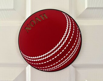 Personalised Cricket Ball Door Plaque: 3D Printed Fan Gift