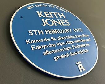 Personalised XXL Blue Plaque: Custom 3D Printed Gift, huge 300mm!