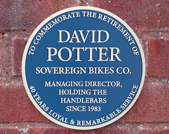 Replica Blue Plaque – 3D printed, totally bespoke to your order, ideal for retirement, anniversary, leaving gift