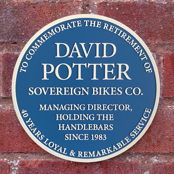 Replica Blue Plaque – Add a name, add your text, totally bespoke 3D printed – an ideal retirement gift, choose from two sizes!