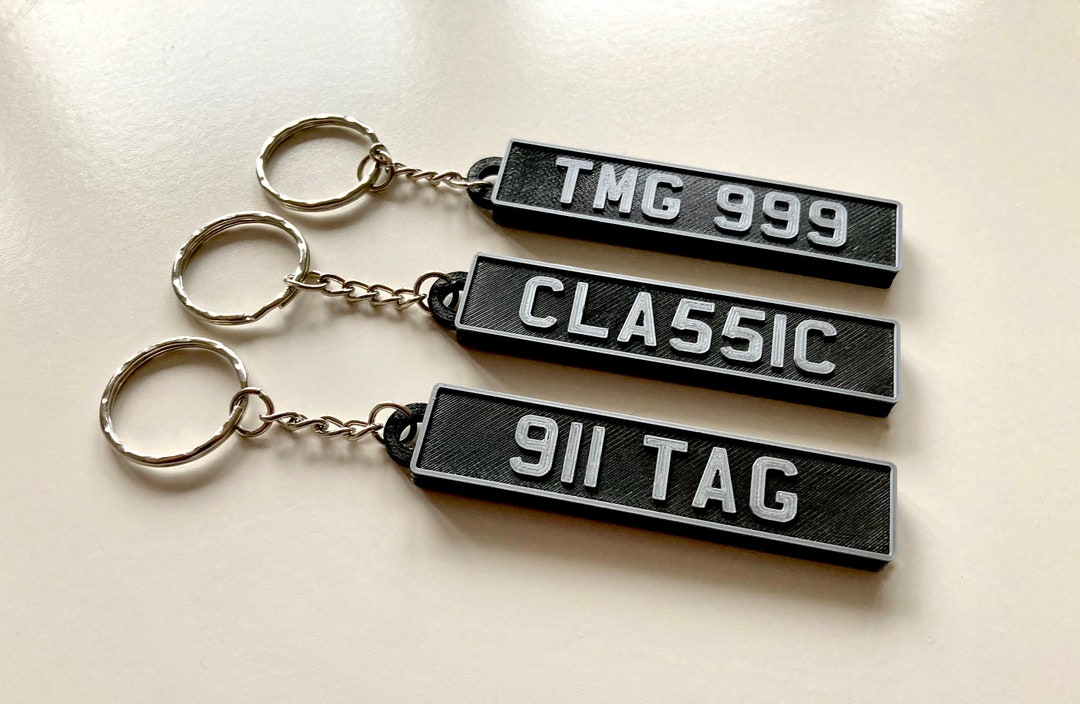 Classic Car Number Plate Keychain personalised, gift for him or her