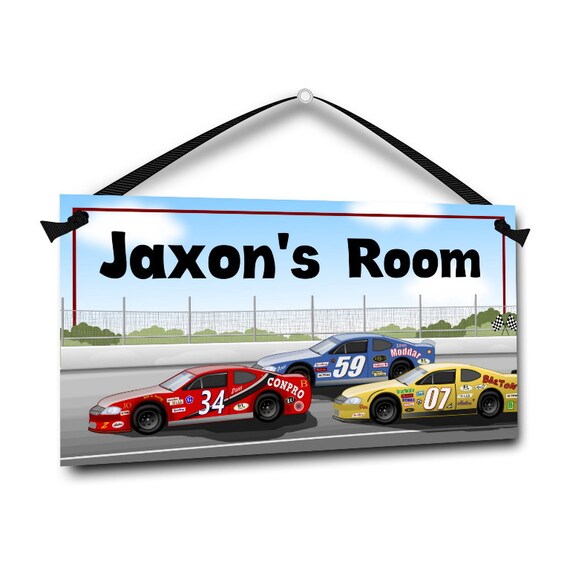 Race Stock Cars Kids Personalized Bedroom Door Sign Hanging Etsy