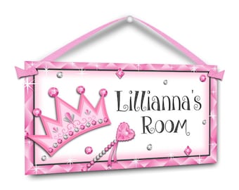 Princess Door Sign Personalised Princess Pink Name Room Plaque Girls Bedroom