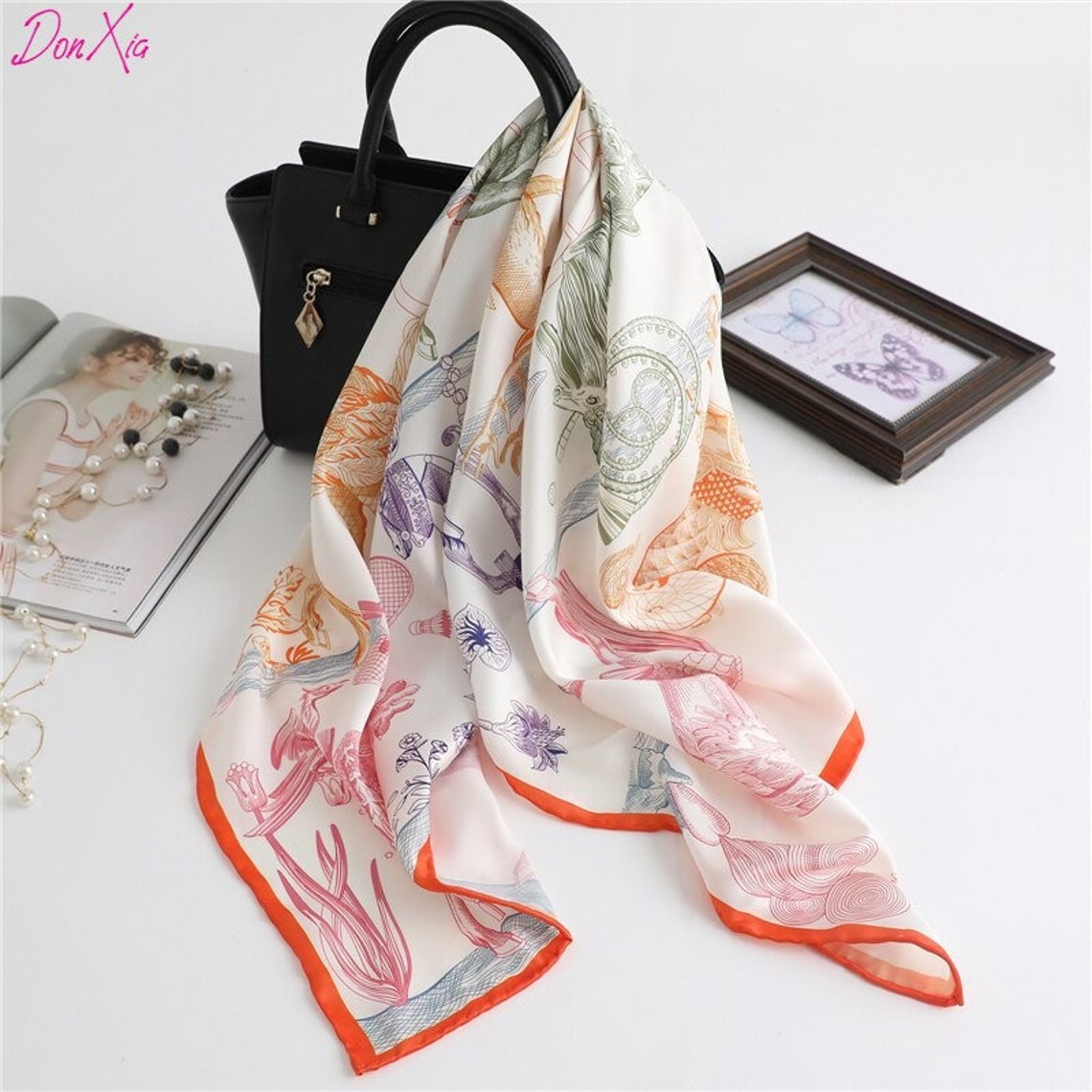 Small scarf/ silk scarf /Silk Designer Towels / Scarves / Etsy