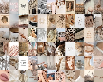 Creamy Pink Wall Collage Kit (Digital Download) 150Pcs - Beige Wall Collage Kit, Y2K Aesthetic Collage, VSCO Wall Collage, Dorm Room Decor