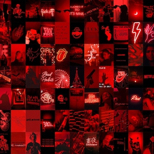 Dark Red Aesthetic Collage Kit, Grunge Wall Collage, Y2K Aesthetic ...