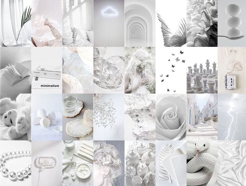 White Wall Collage Kit digital Download 120pcs Neutral Etsy