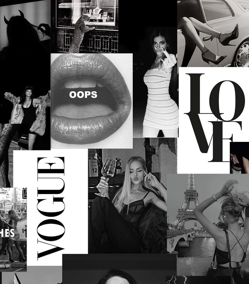 Black and White Wall Collage Kit digital Download Set of Etsy