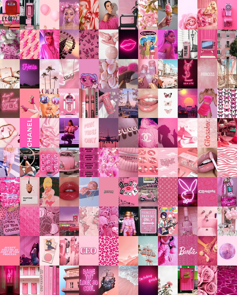 Pink Aesthetic Wall Collage Kit digital Download 131pcs - Etsy