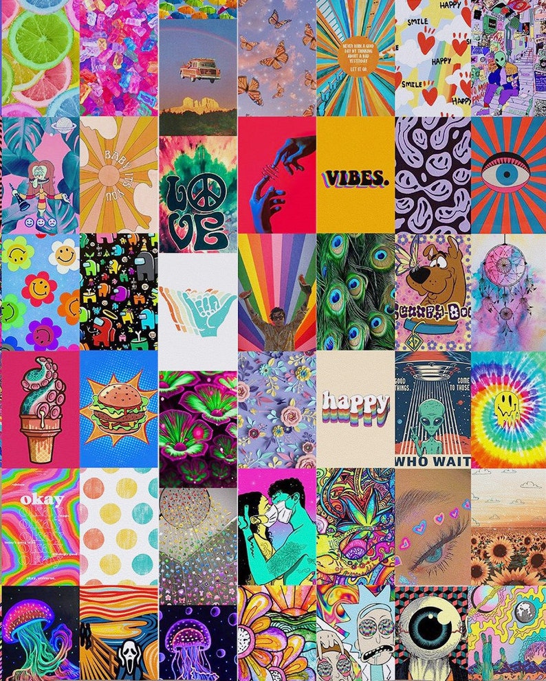 Hippy Indie Wall Collage Kit digital Download 124 PCS Y2k - Etsy