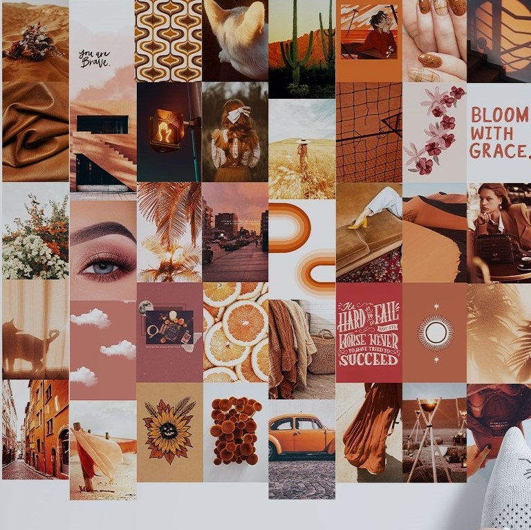Boho Rust Orange Wall Collage Kit digital Download 124pcs | Etsy