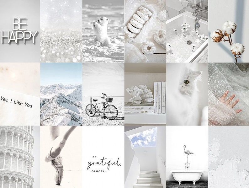 White Wall Collage Kit digital Download 120pcs Neutral Etsy