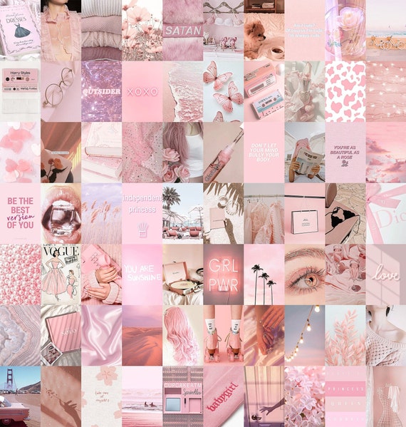 Dreamy Pink Wall Collage Kit digital Download 70pcs Soft | Etsy