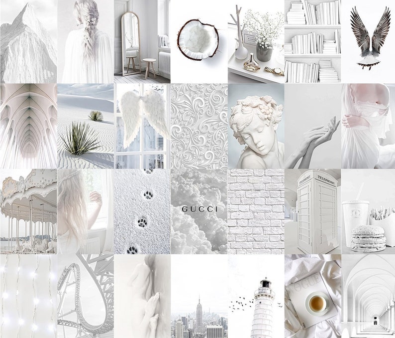White Wall Collage Kit digital Download 120pcs Neutral Etsy