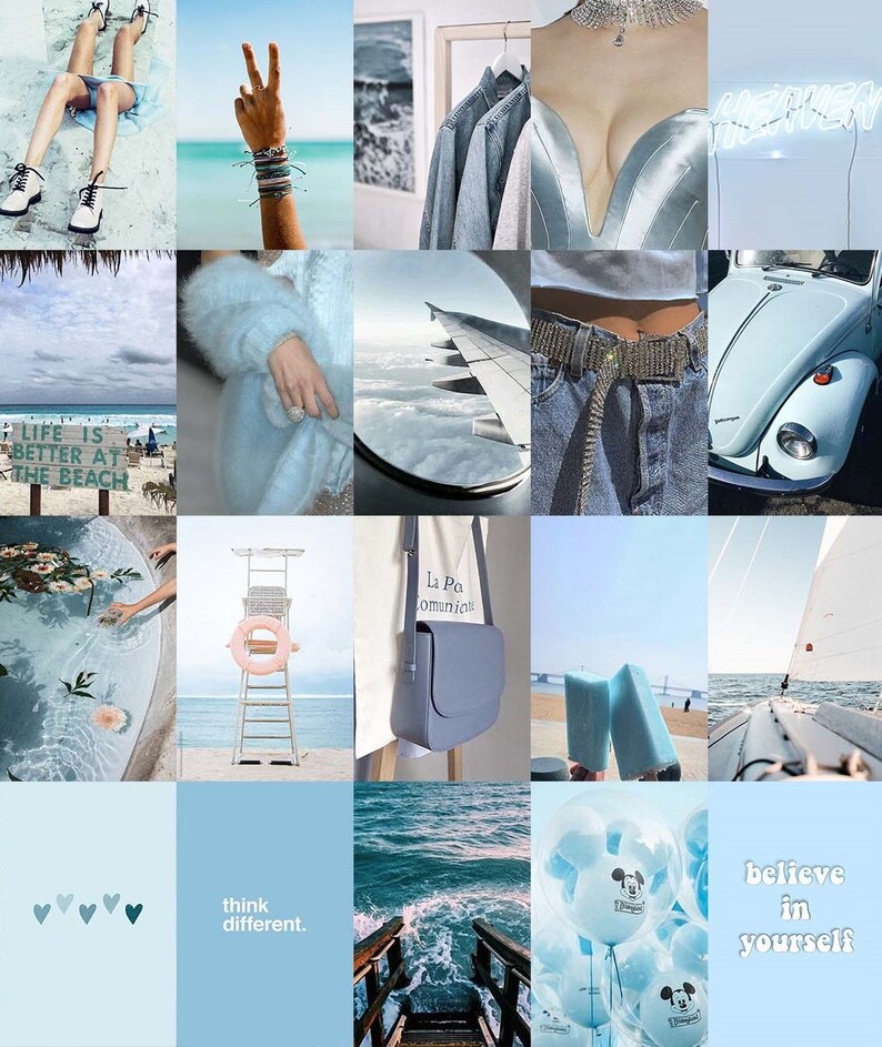 OCEAN BLUE Wall Collage Kit digital Download 110pcs Blue Etsy