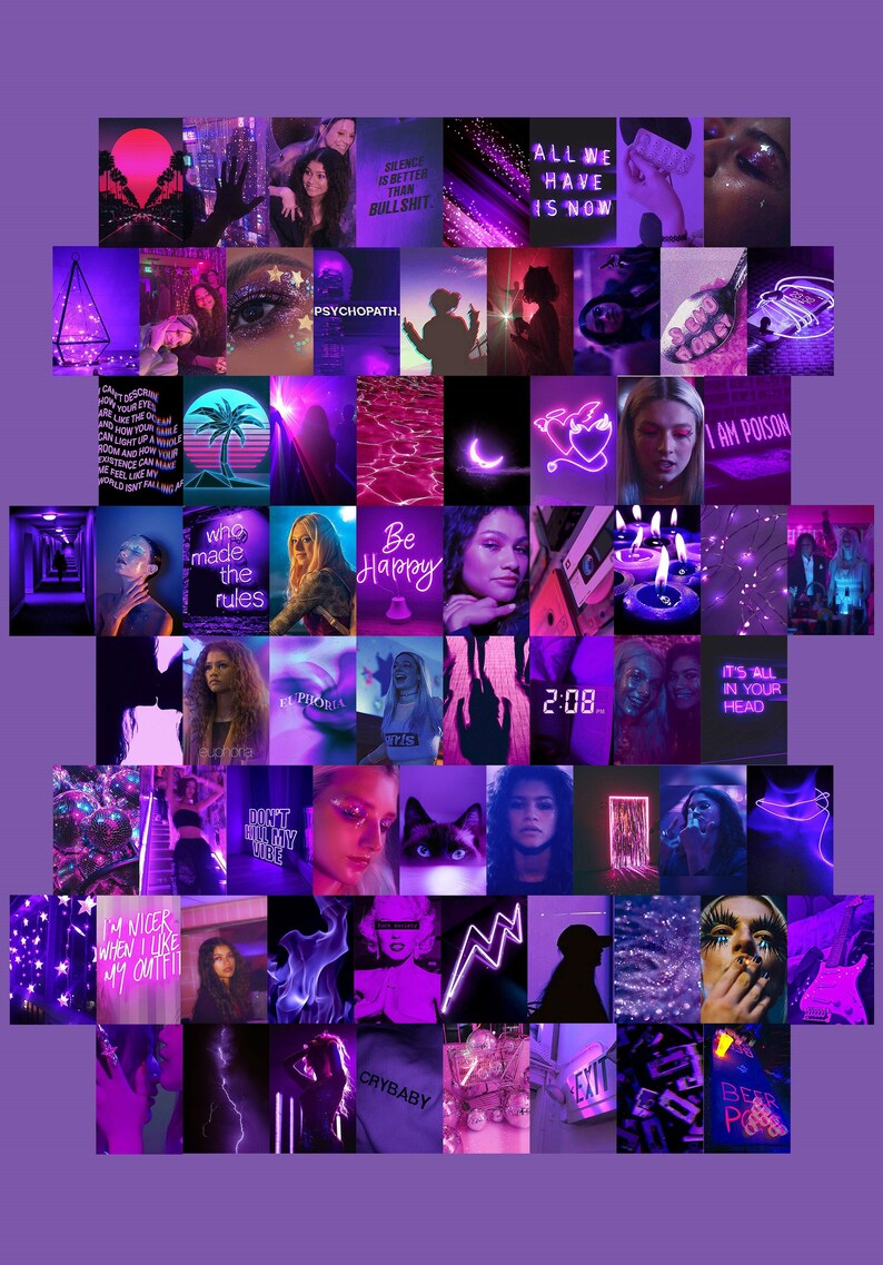 Euphoria Wall Collage Kit digital Download 70pcs Purple - Etsy
