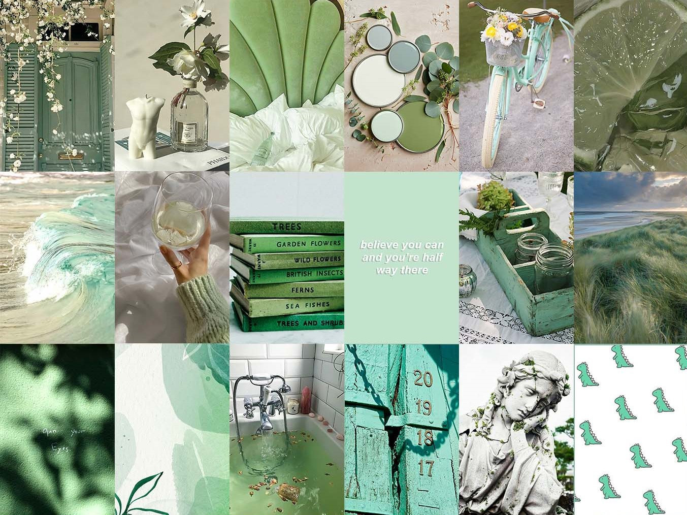 Elaaj Sage Green Aesthetic Wall Collage Kit