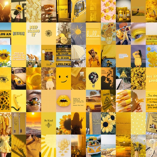 YELLOW WALL Collage Kit digital Download 105pcs Yellow | Etsy