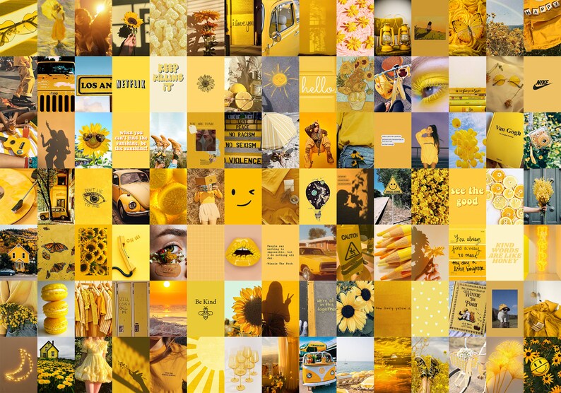 YELLOW WALL Collage Kit digital Download 105pcs Yellow Etsy