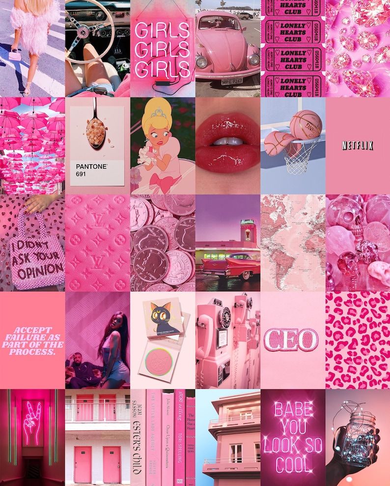 Pink Aesthetic Wall Collage Kit digital Download 131pcs - Etsy