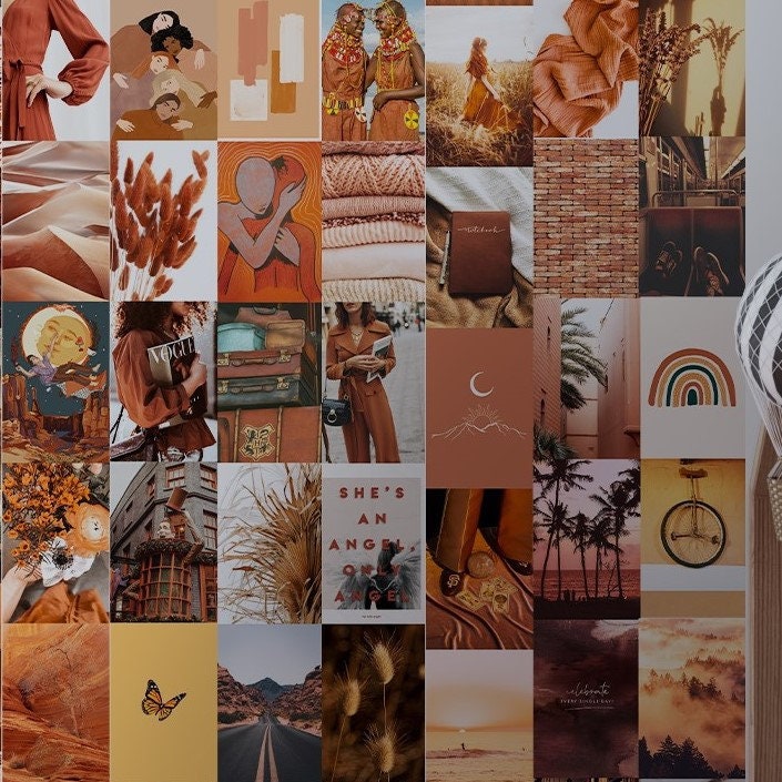 Boho Rust Orange Wall Collage Kit digital Download 124pcs | Etsy