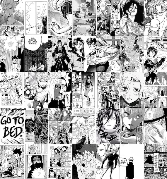 Manga Mur Collage Kit Noir et Blanc 60 PCS Anime Manga Esthétique Décoration  Murale Panneaux de Manga pour Mur 4 X 6 Pouces, Petit Japonais Anime Manga  Affiches pour l'Esthétique de la