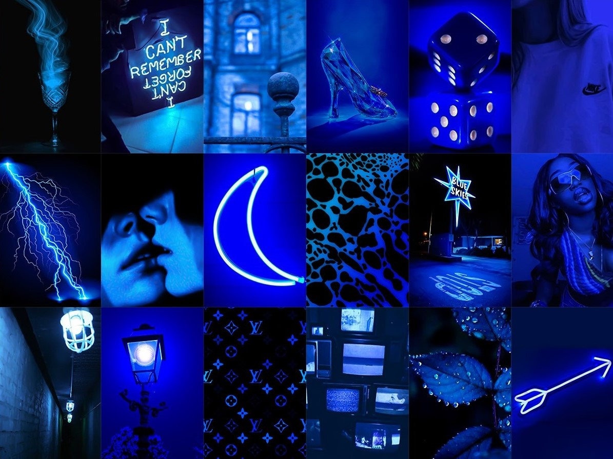 DARK BLUE Wall Collage Kit Digital Download 105Pcs Grunge Etsy