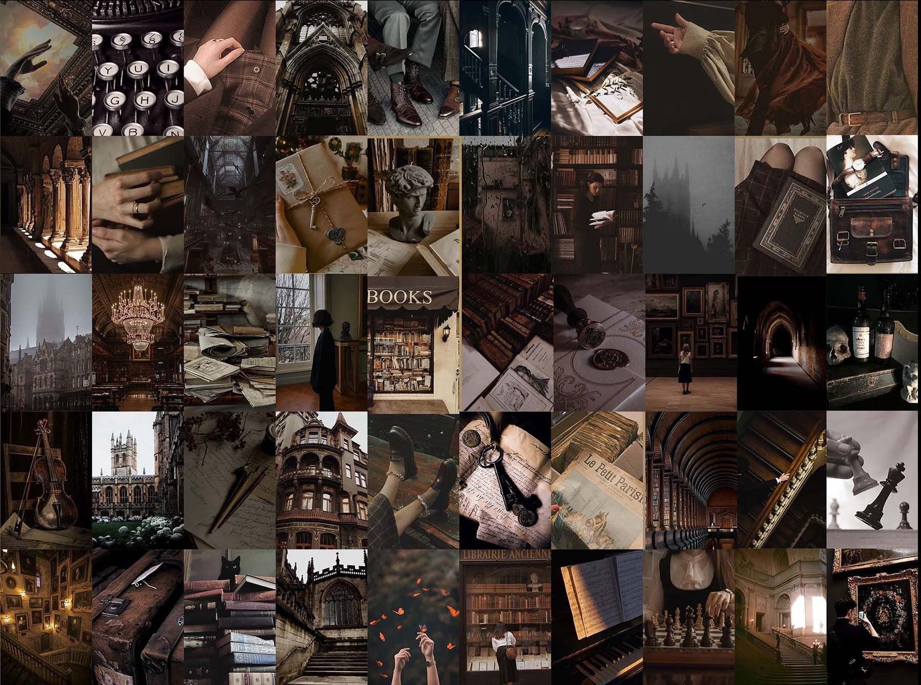 Dark Academia Aesthetic Collage Wallpaper