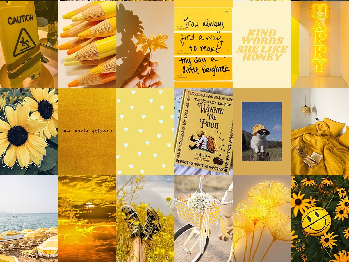 YELLOW WALL Collage Kit digital Download 105pcs Yellow Etsy Australia