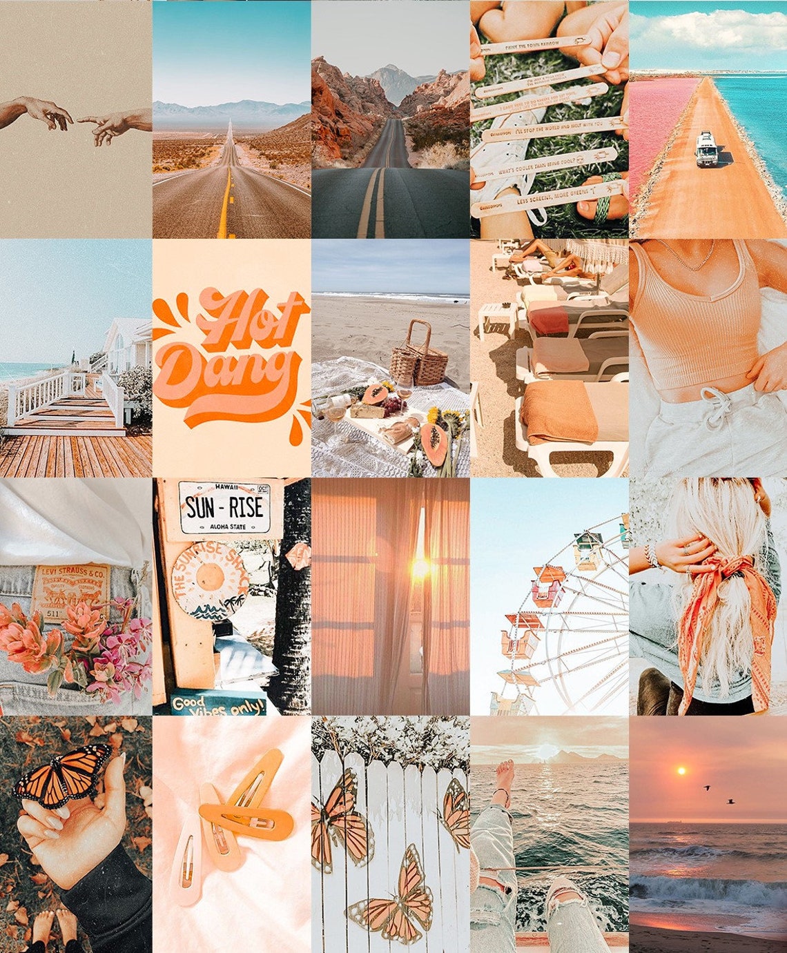 Dreamy Beach Wall Collage Kit Digital Download 70Pcs Boho Etsy
