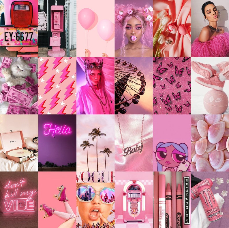 Pink Aesthetic Wall Collage Kit digital Download 131pcs Etsy