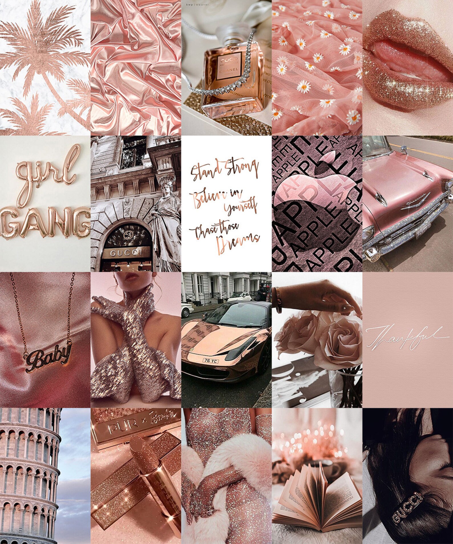Classy Rose Gold Collage Kit digital Download 70PCS Etsy Israel