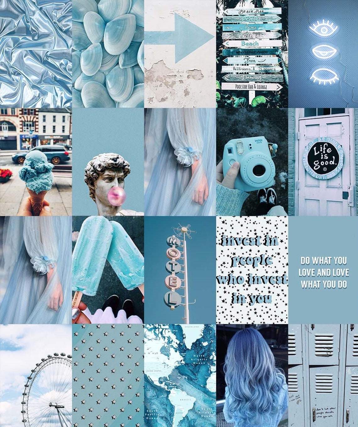 OCEAN BLUE Wall Collage Kit Digital Download 110Pcs Blue | Etsy